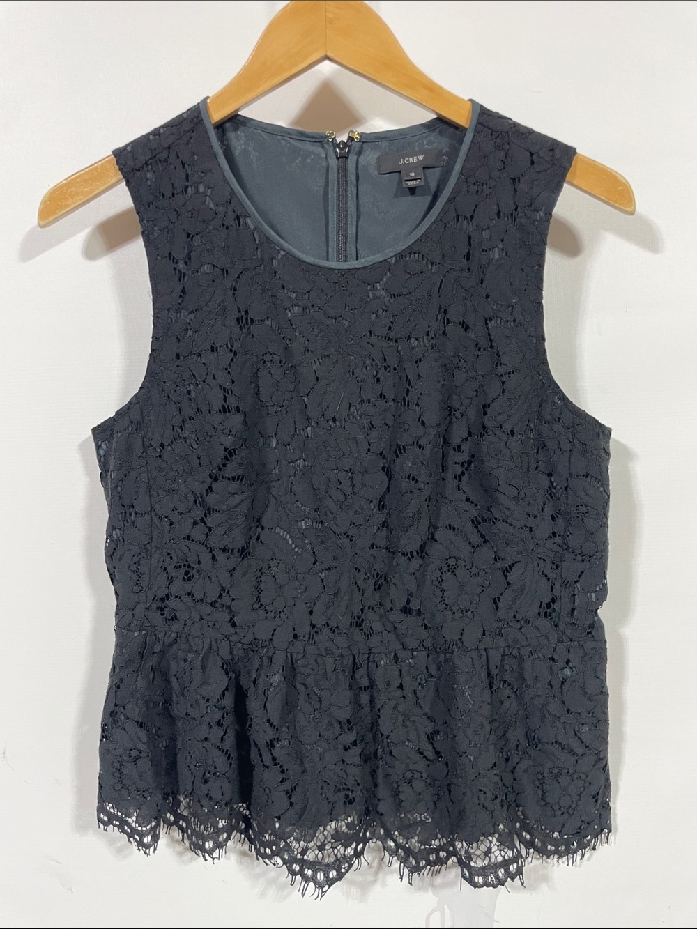 J. Crew Black Lace Peplum Camisole